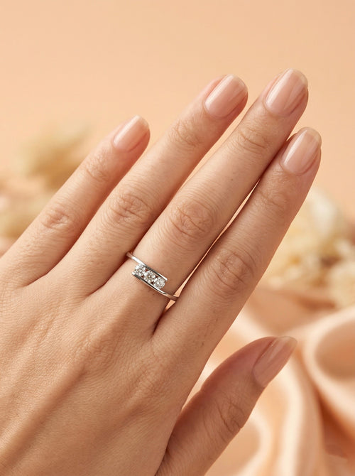 Channel-Set Triple Stone Bypass Ring