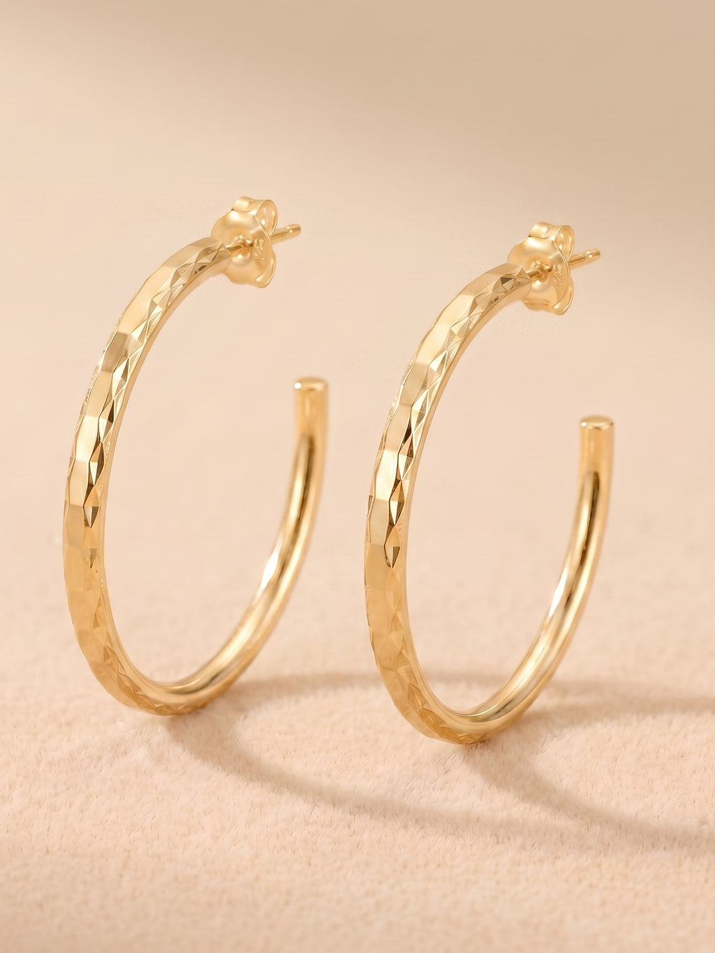 Diamond-Cut Tube Hoop Earrings