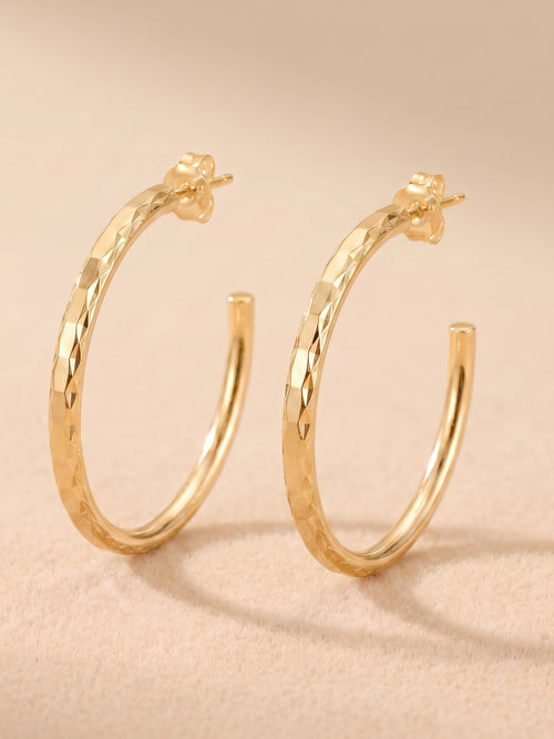 Diamond-Cut Tube Hoop Earrings