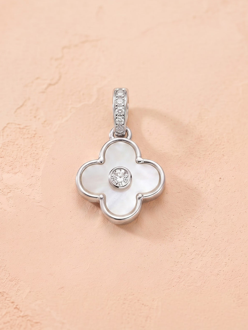 The Luminous Clover Mother-of-Pearl & Cubic Zirconia Pendant