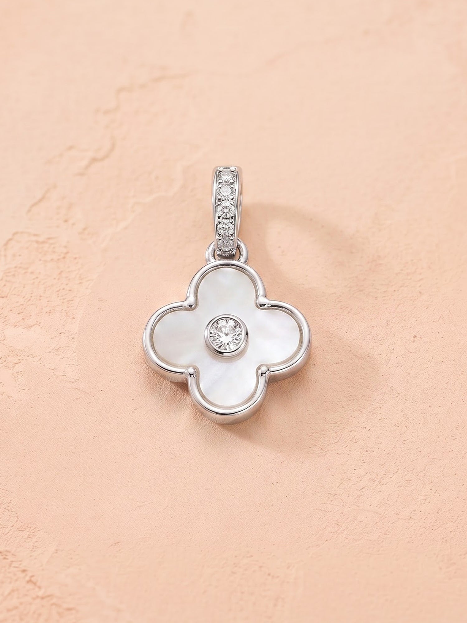 The Luminous Clover Mother-of-Pearl & Cubic Zirconia Pendant