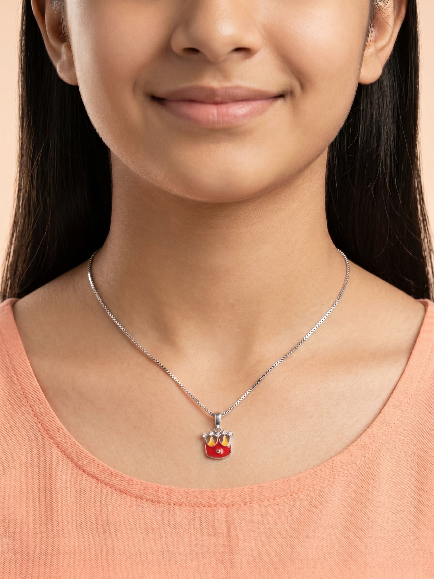 Kids Royal Enamel Crown Pendant Necklace