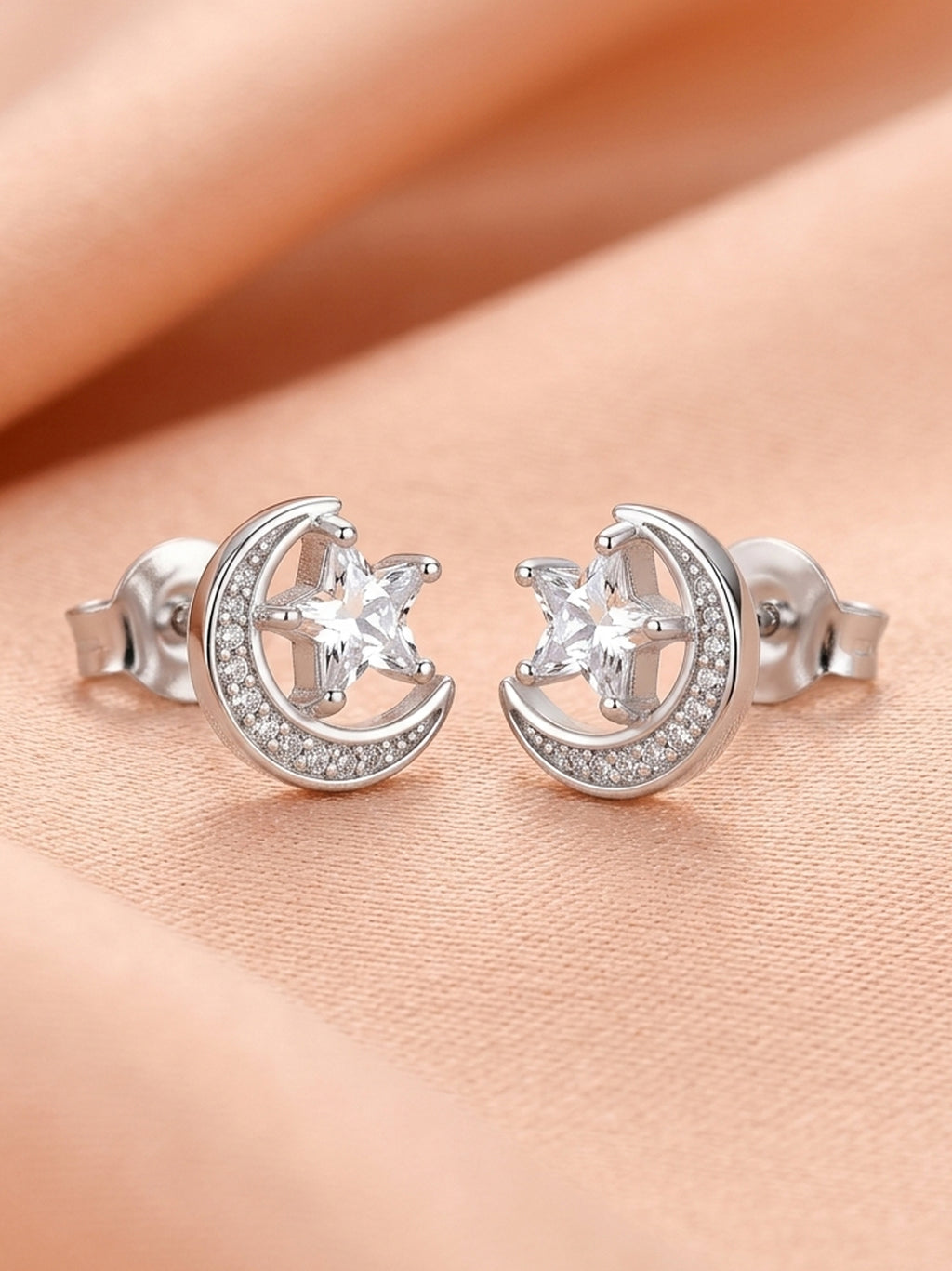 Celestial Crescent Star Studs