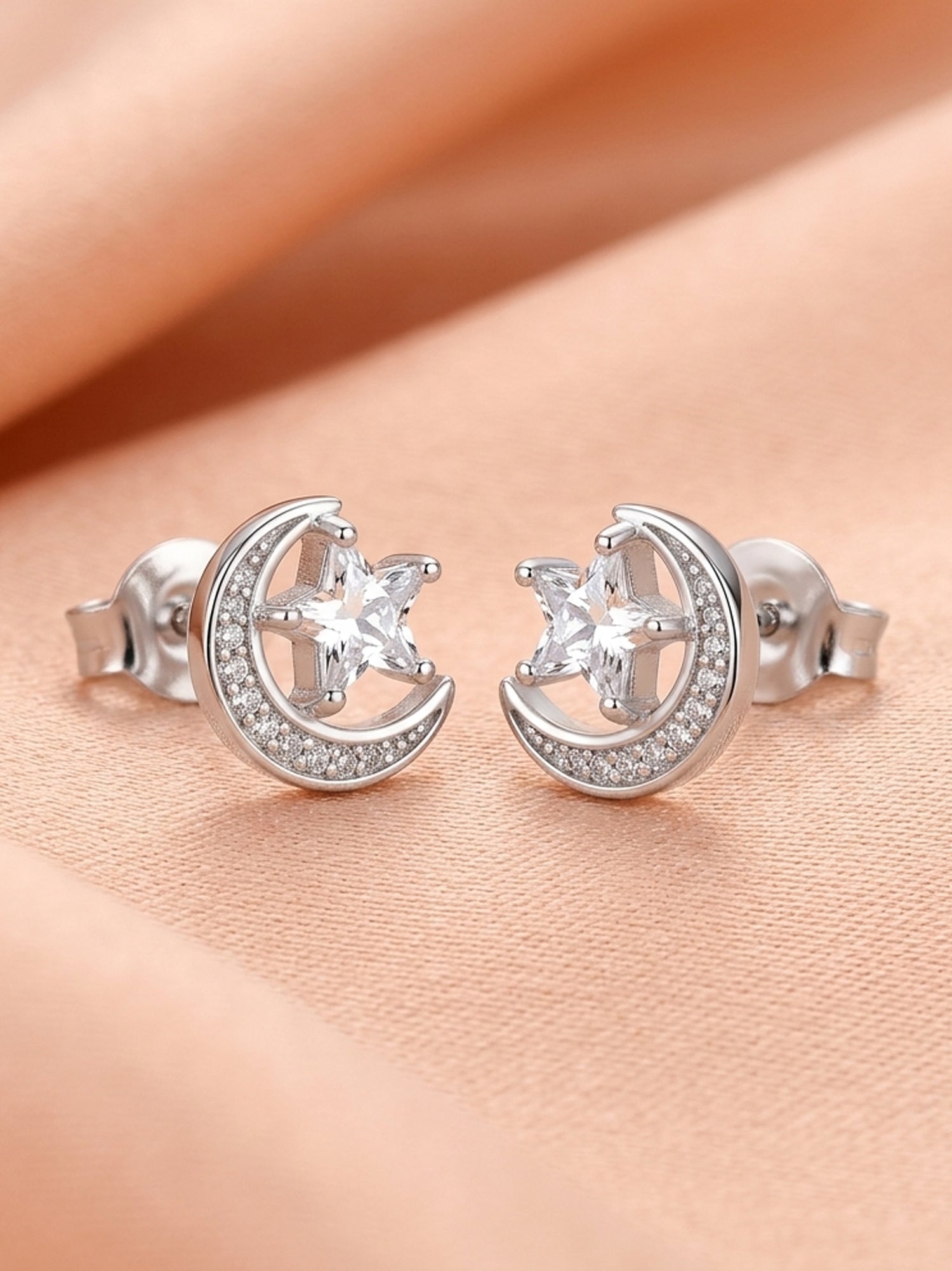 Celestial Crescent Star Studs