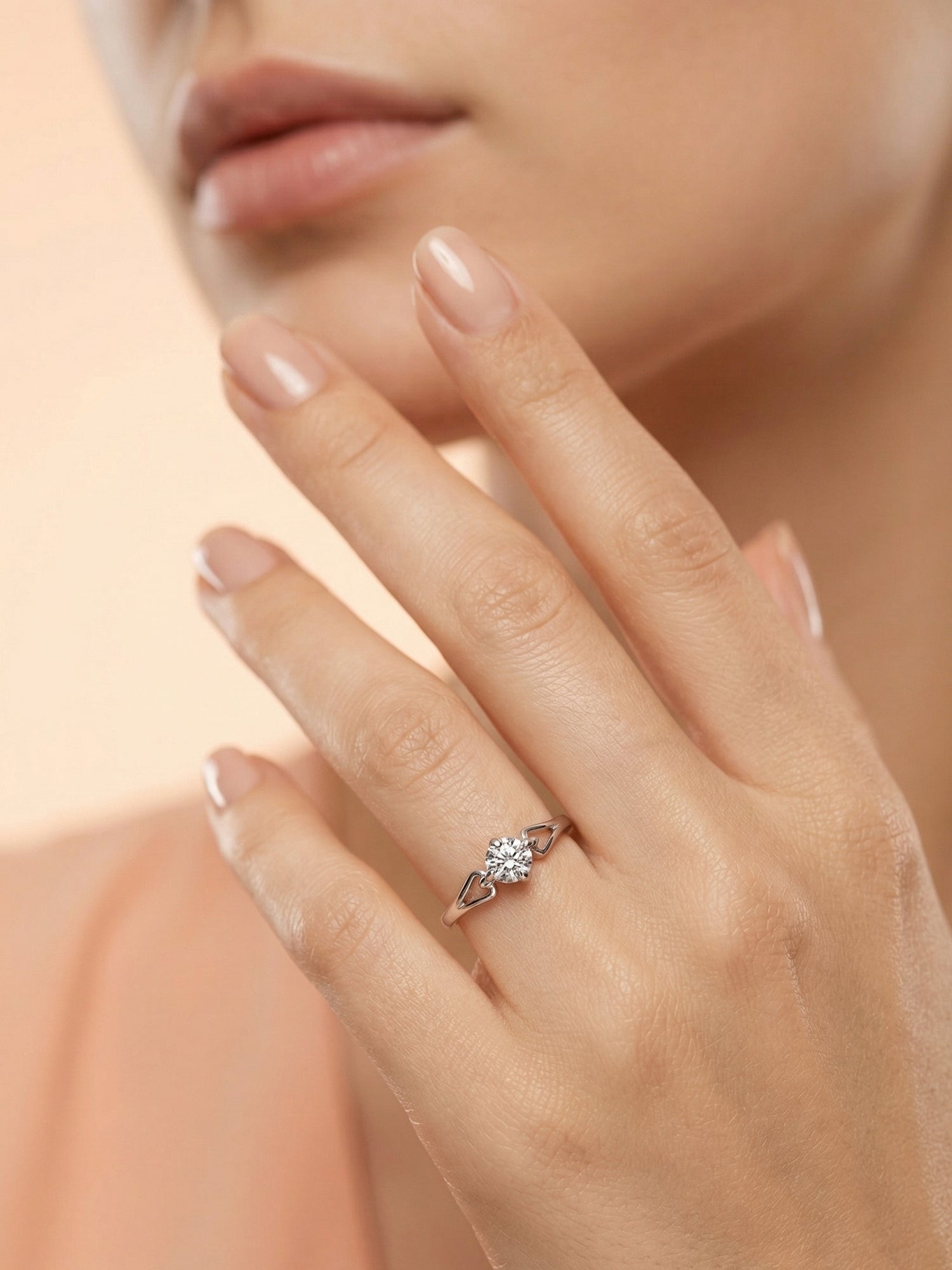 Silver Geometric Split-Shank Solitaire Ring