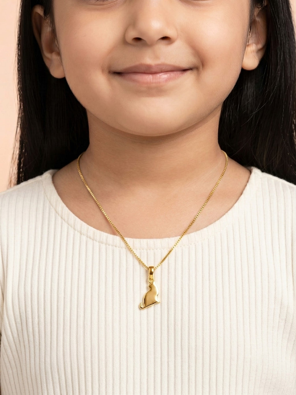 Sitting Cat Silhouette Gold Pendant