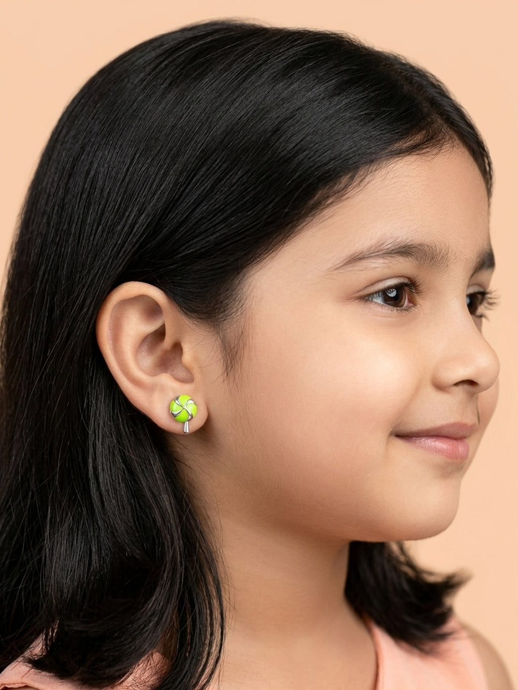 Sweet Swirl Lime Lollipop Studs