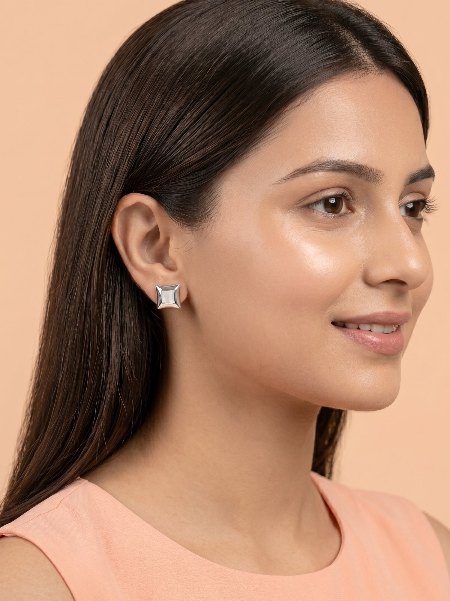 Mother of Pearl Inlay Square Stud Earrings