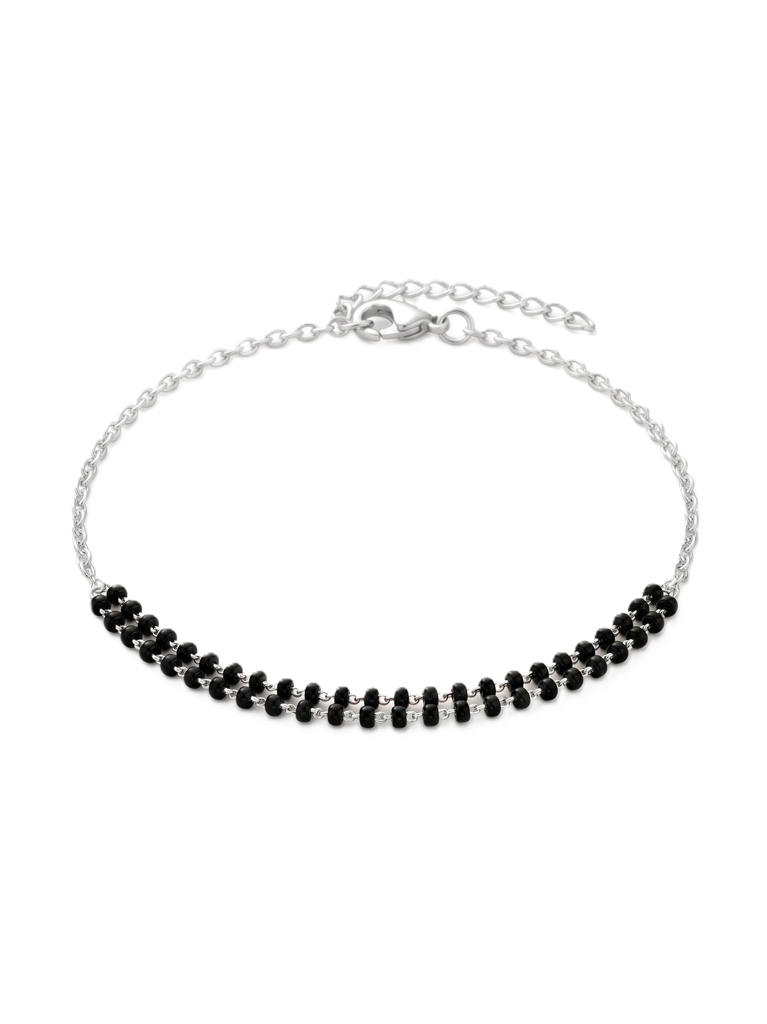 Silver Noir Double-Row Nazariya Bracelet