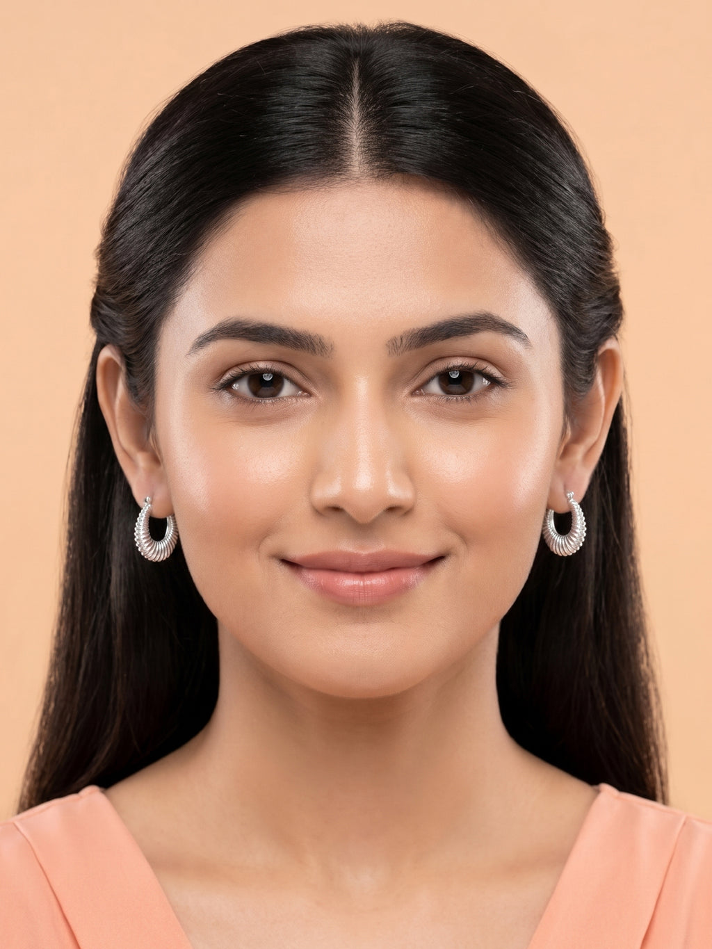 Sculptural Ribbed Graduated Hoop Earrings