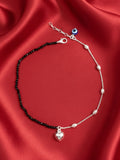 Heart Haven Beaded Anklet in 925 sterling silver — 925 Siller