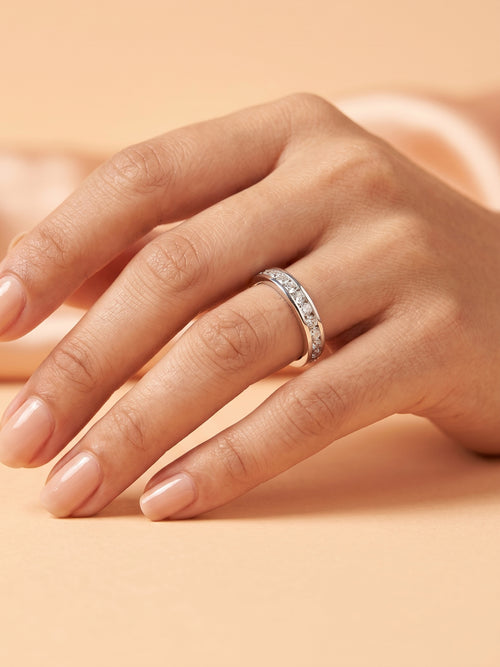 Channel-Set Cubic Zirconia Eternity Band Ring