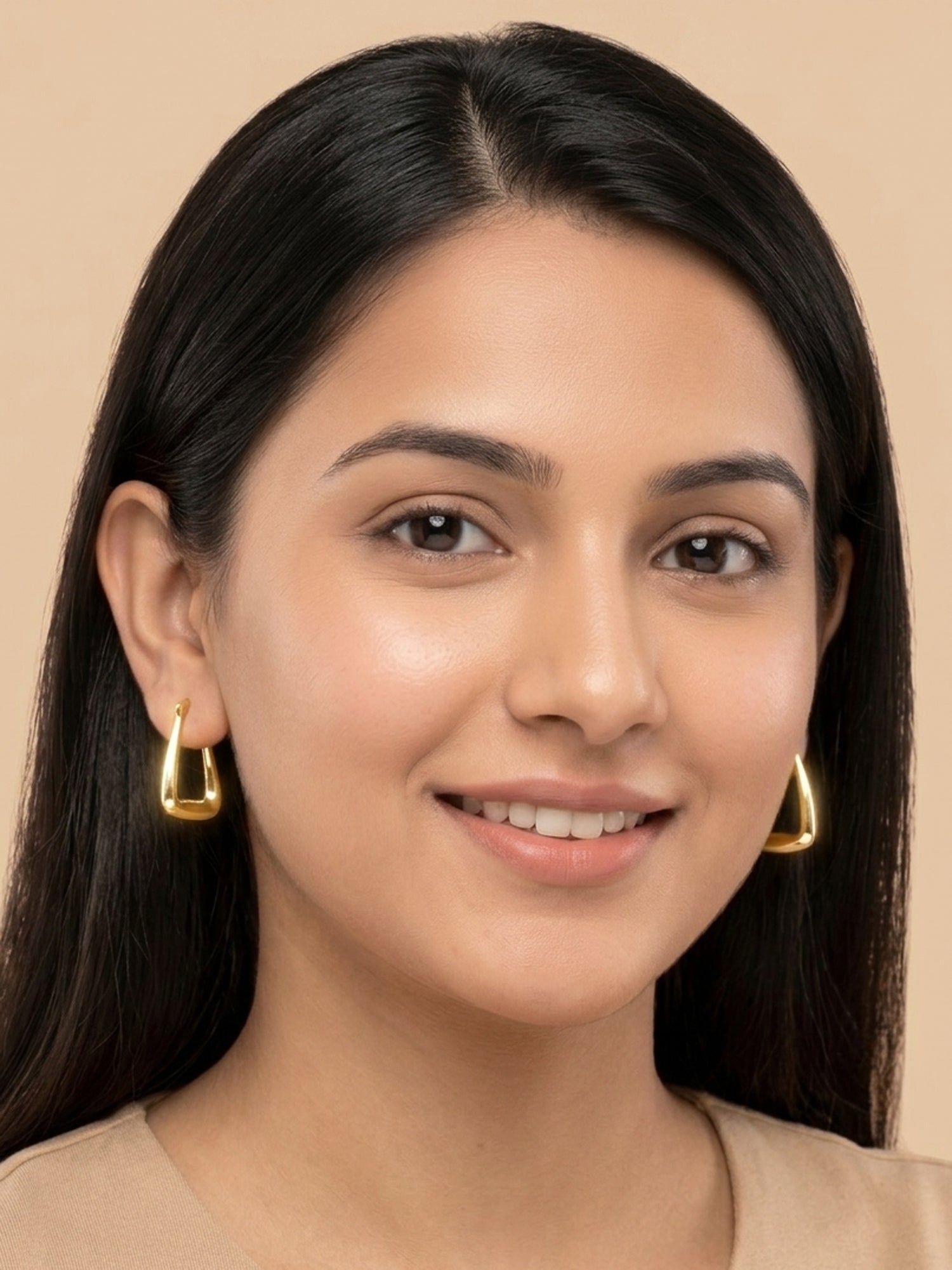 Polished Trapezoid Chunky Hoop Earrings