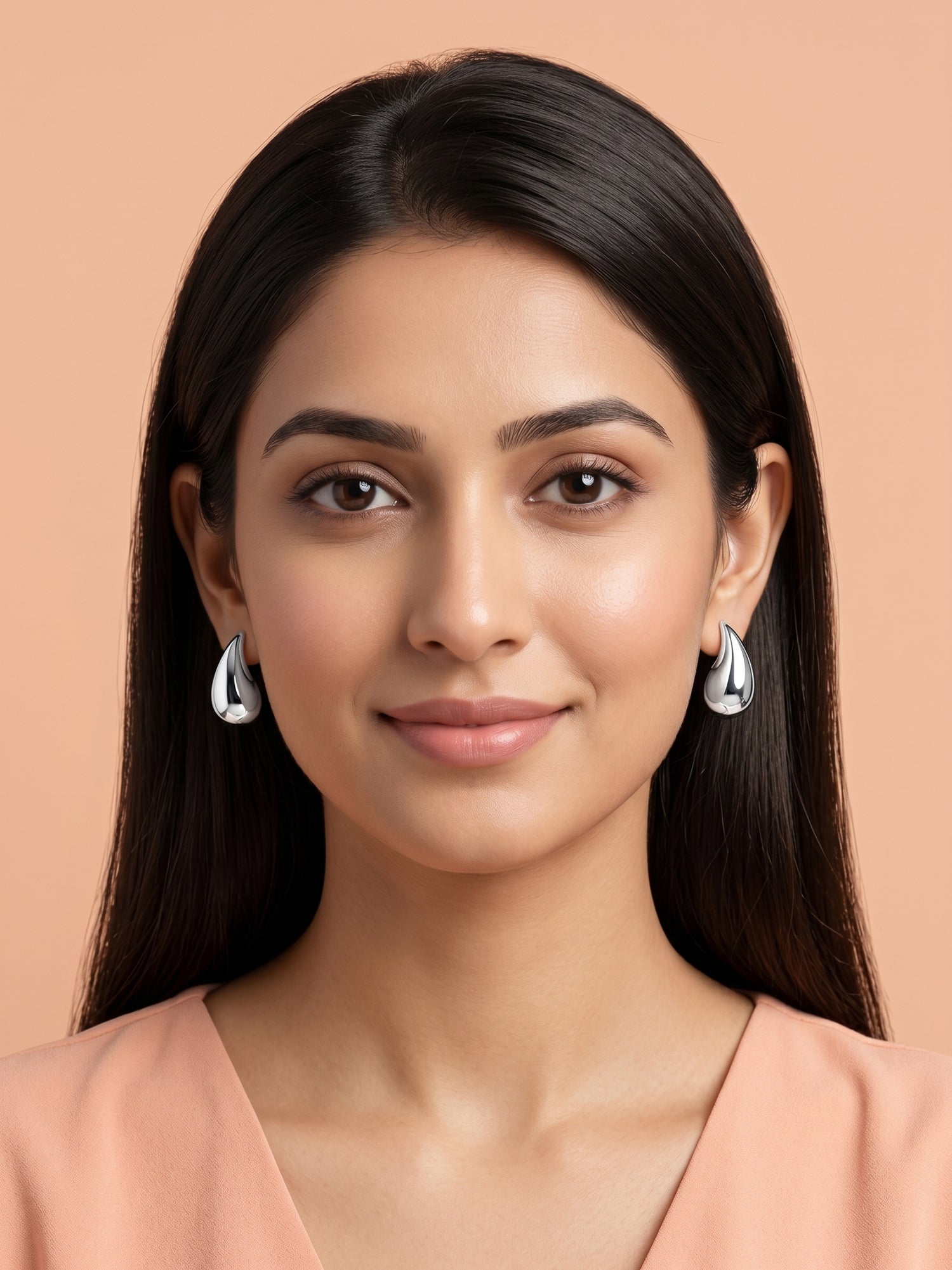Mirror-Glaze Teardrop Studs