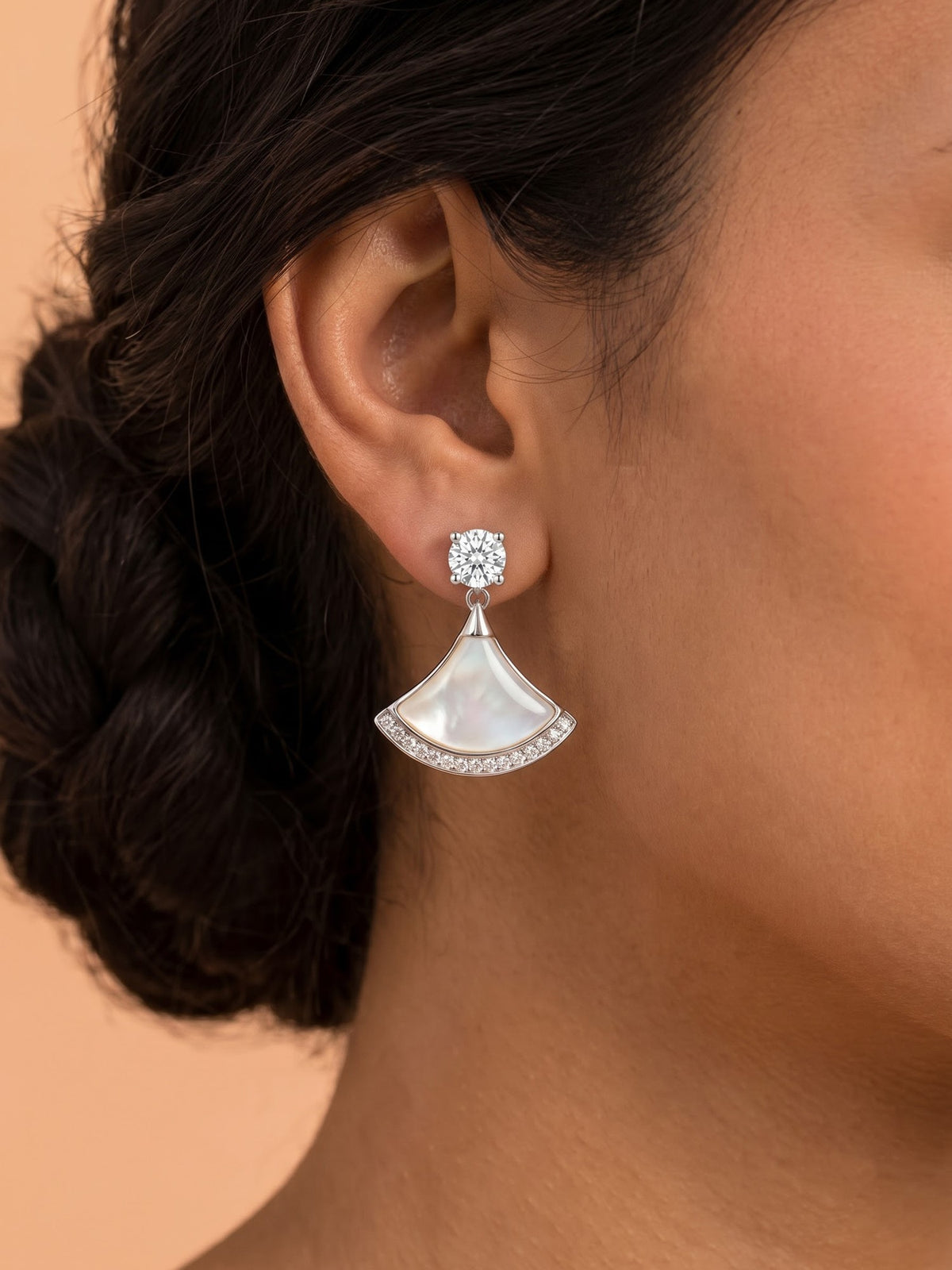 The Imperial Fan Mother-of-Pearl & CZ Drop Earrings