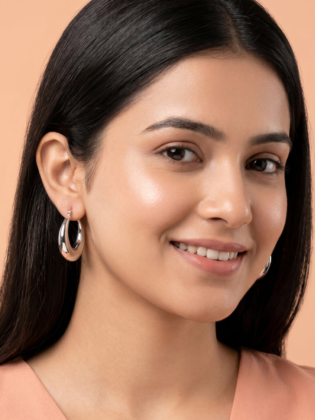 Mirror-Glaze Crescent Hoops