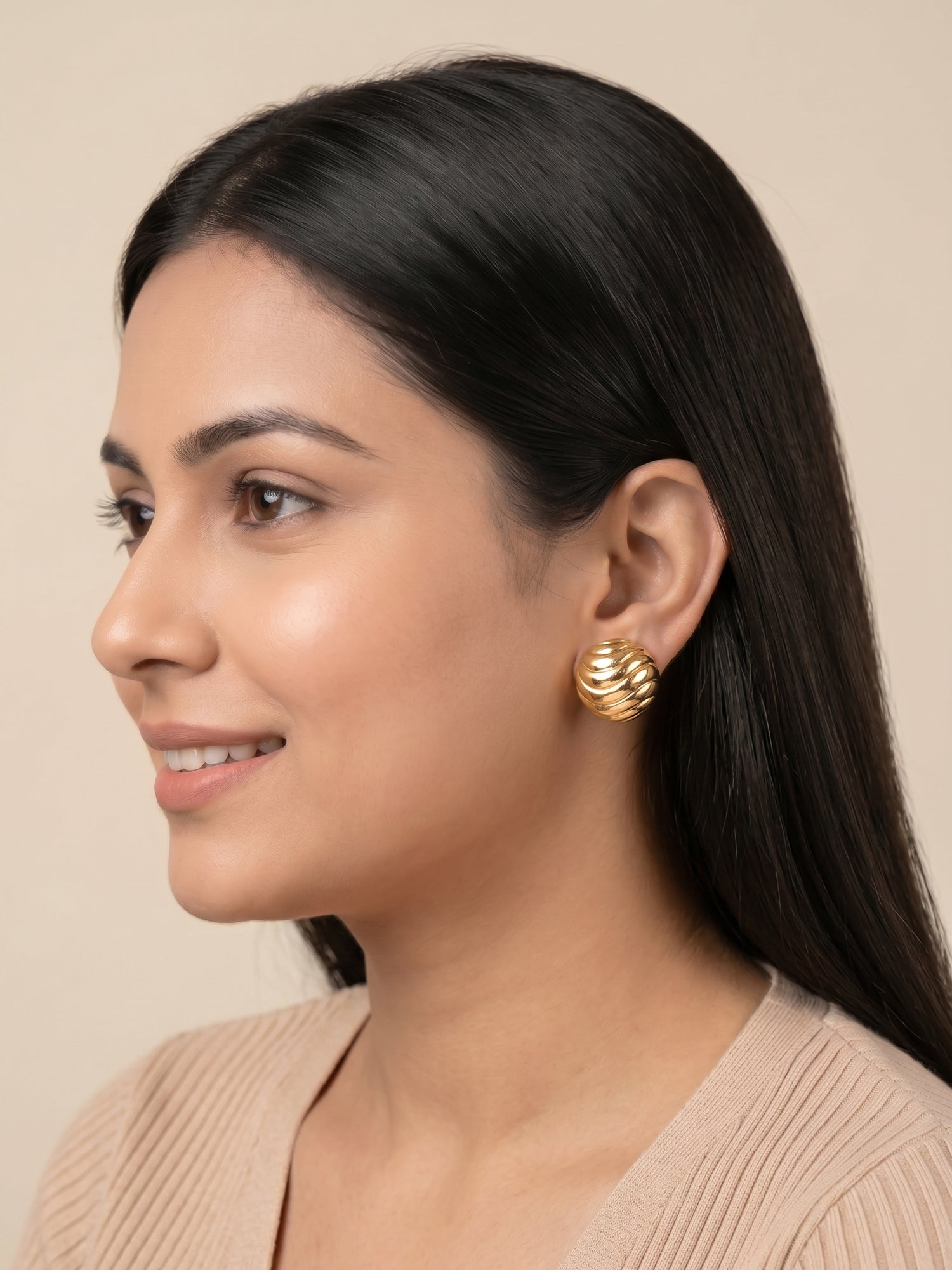 Gilded Croissant Dome Studs