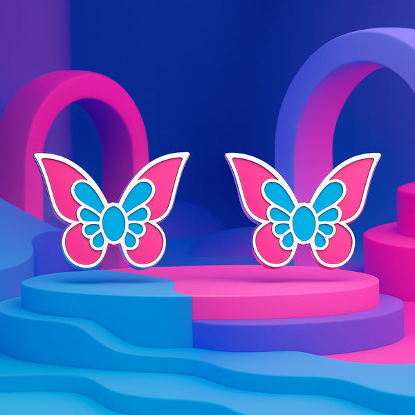 Azure Bloom Butterfly Studs