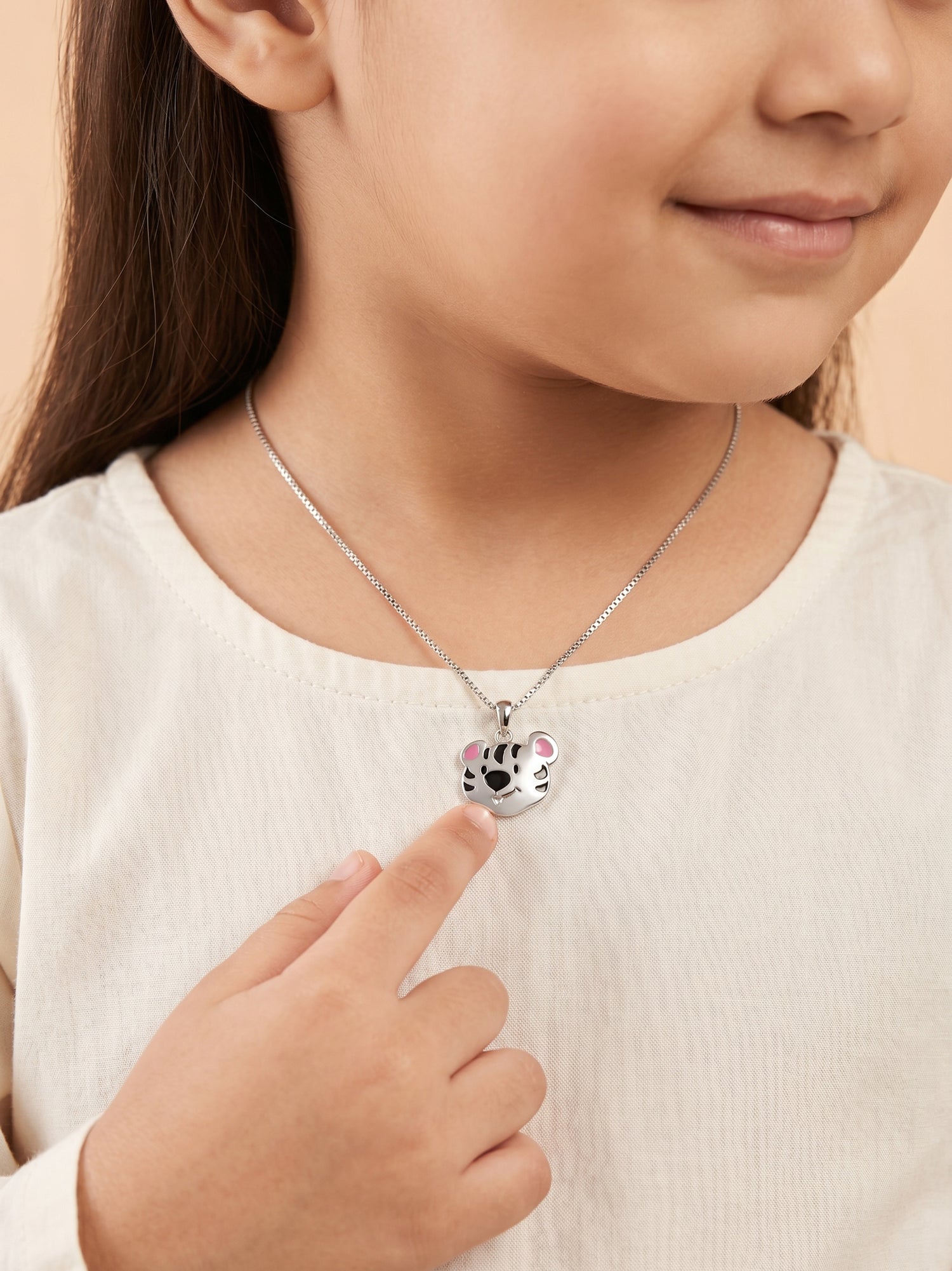 Kids Playful Tiger Face Pendant