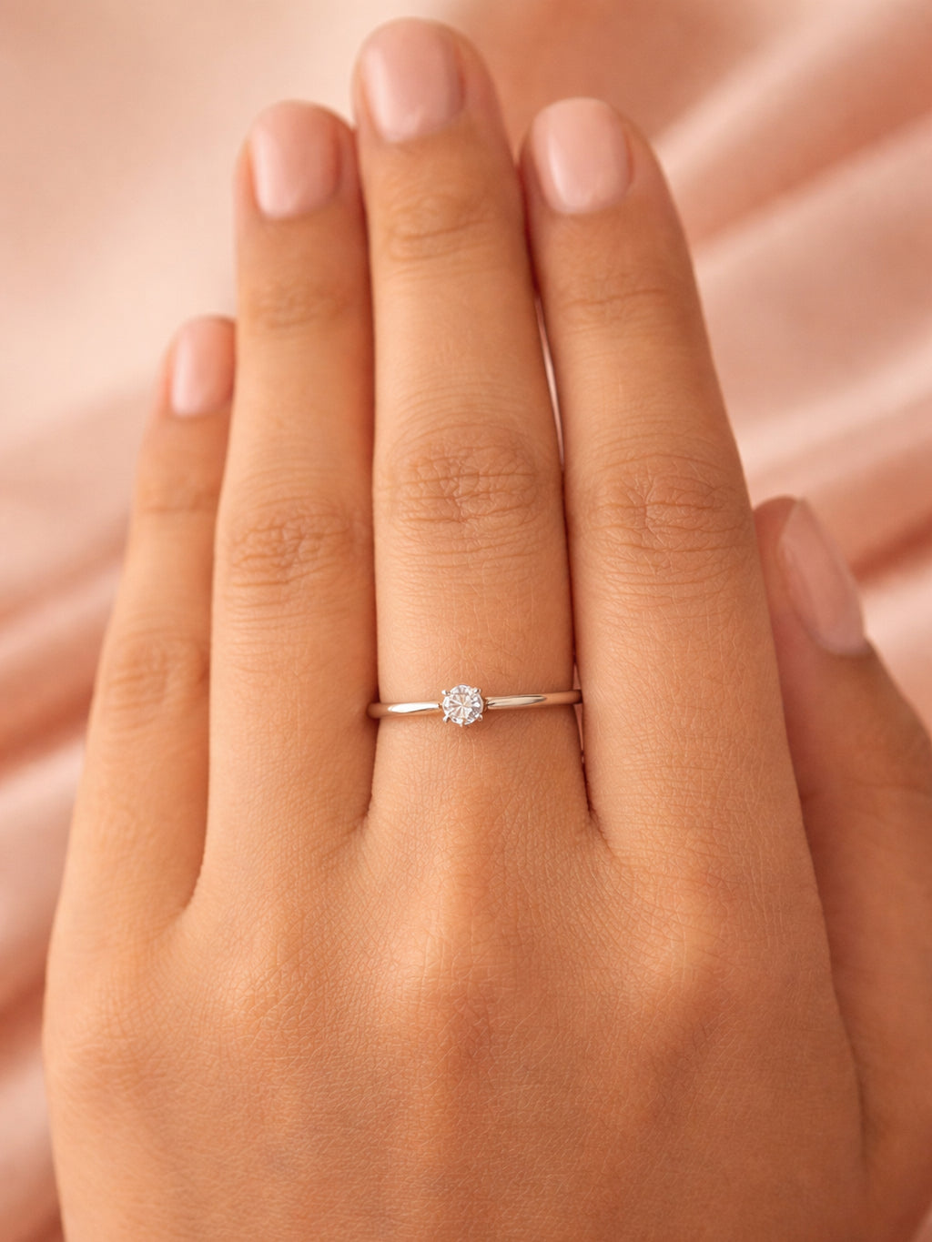 Silver Minimalist Brilliant Solitaire Ring
