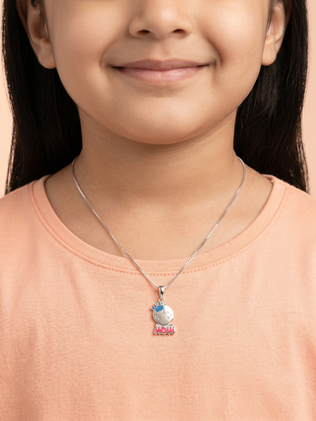 "WOW" Crown Character Pendant Necklace for Kids