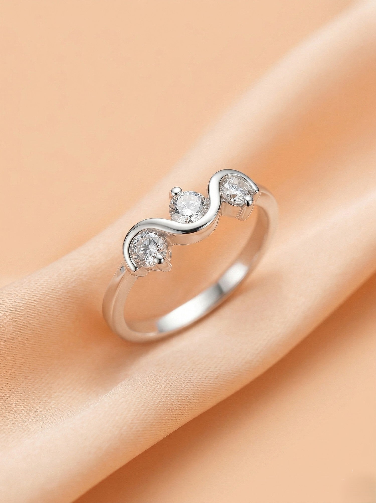 Serpentine Triple Stone Bypass Ring