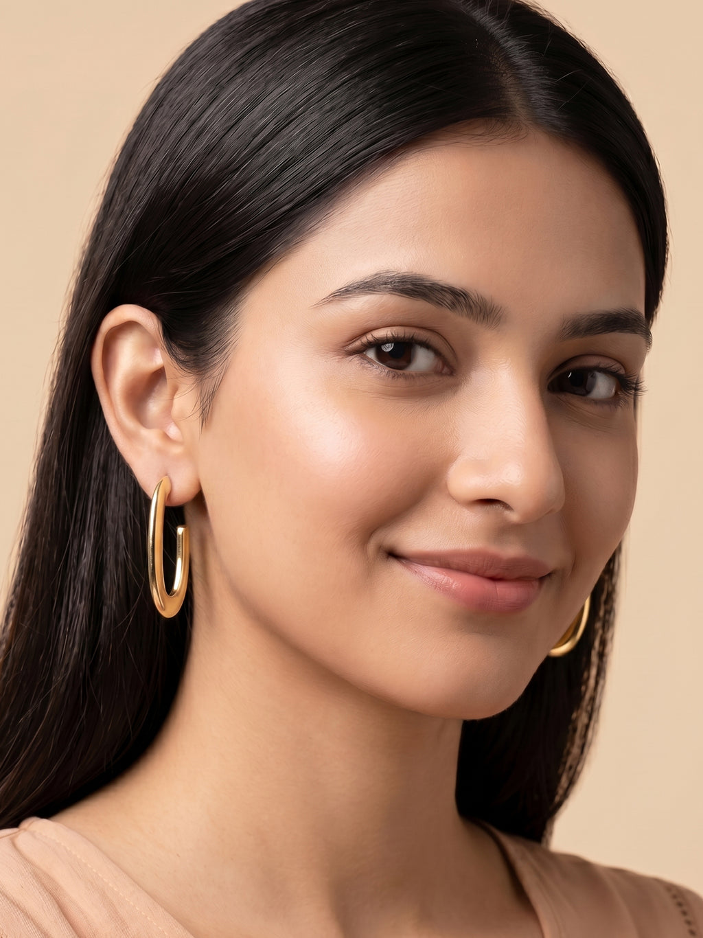 Polished Elongated Rectangle Tube Hoop Earrings
