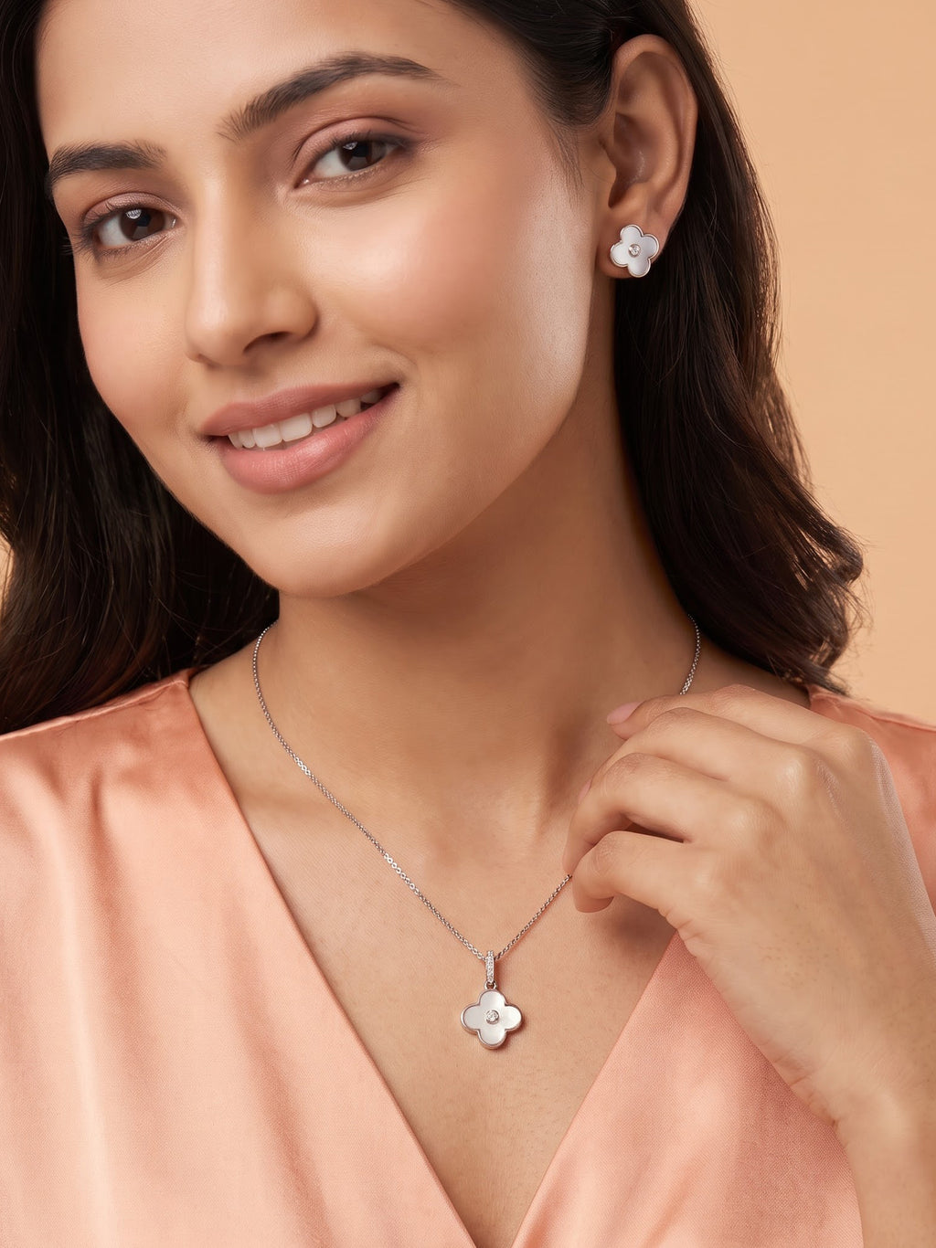 Serenade Mother-of-Pearl Clover Pendant & Stud Set