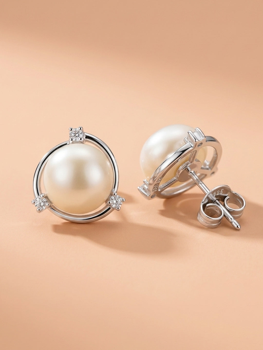 Lustrous Pearl & Pavé CZ Halo Stud Earrings