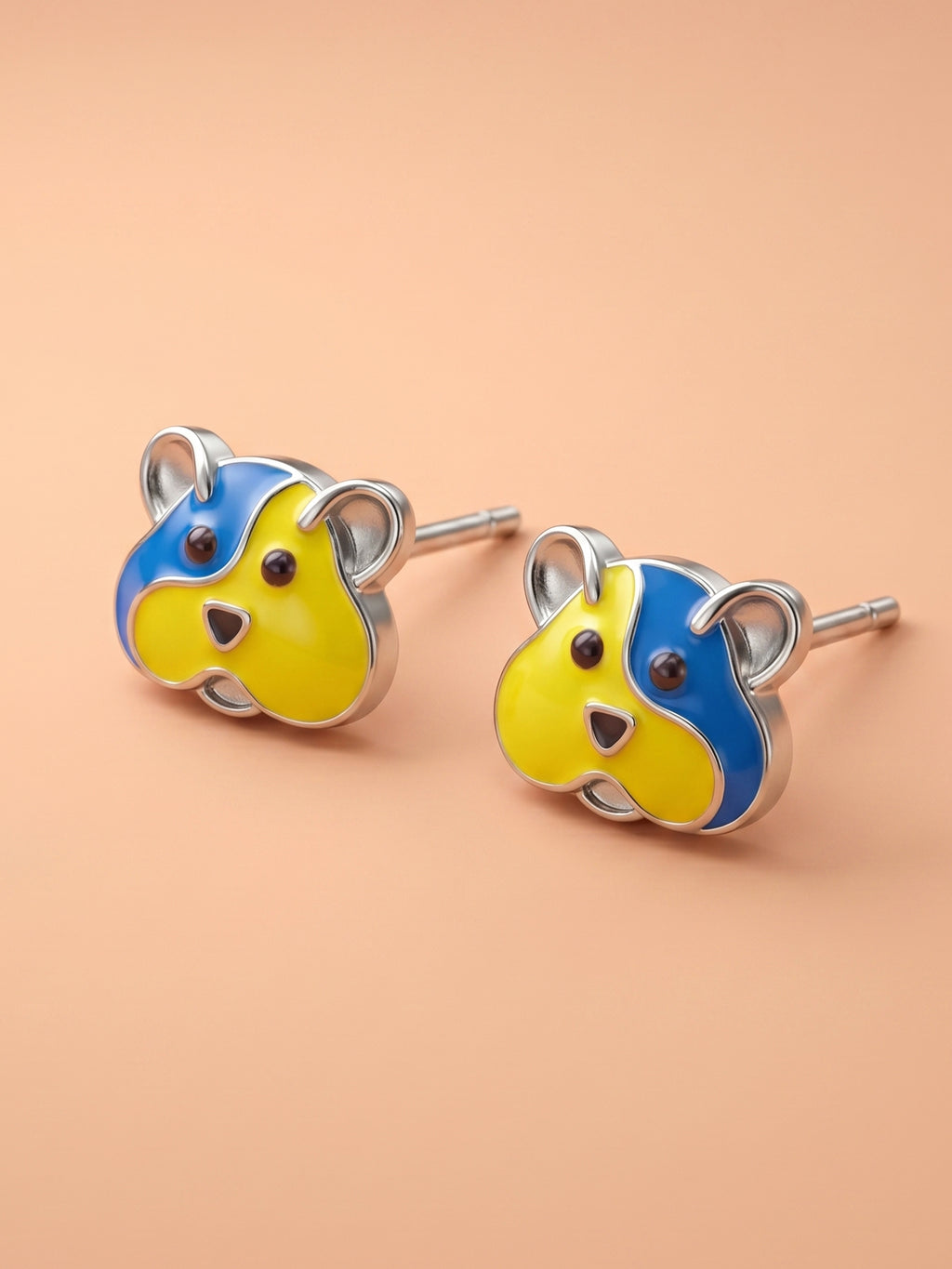 Playful Two-Tone Bear Studs