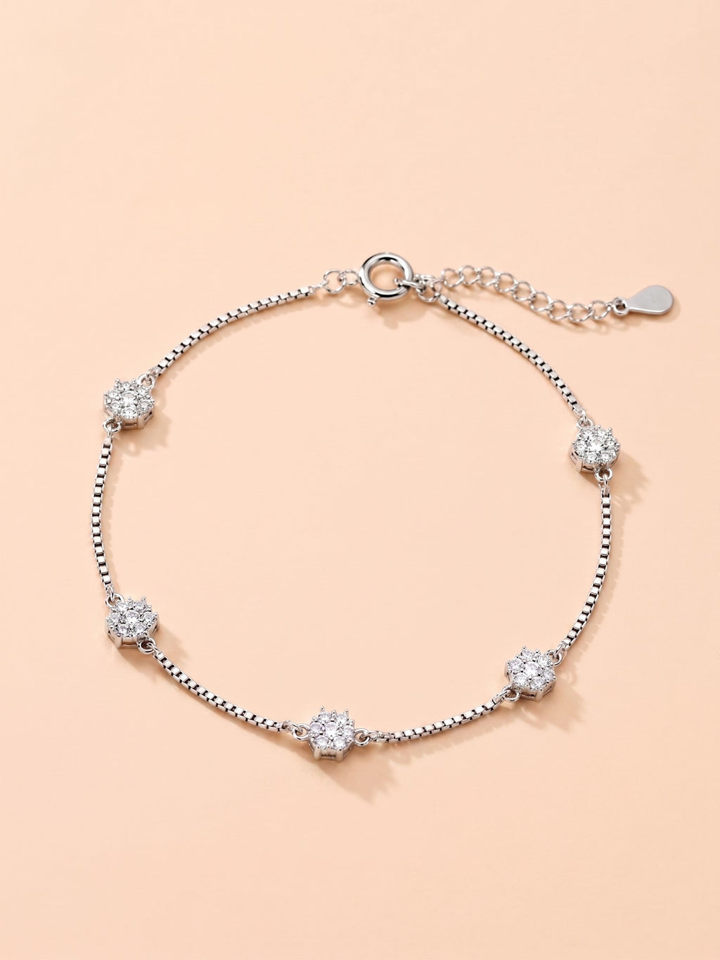 Celestial Floral Pavé Box Chain Anklet