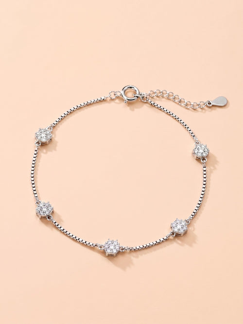 Celestial Floral Pavé Box Chain Anklet