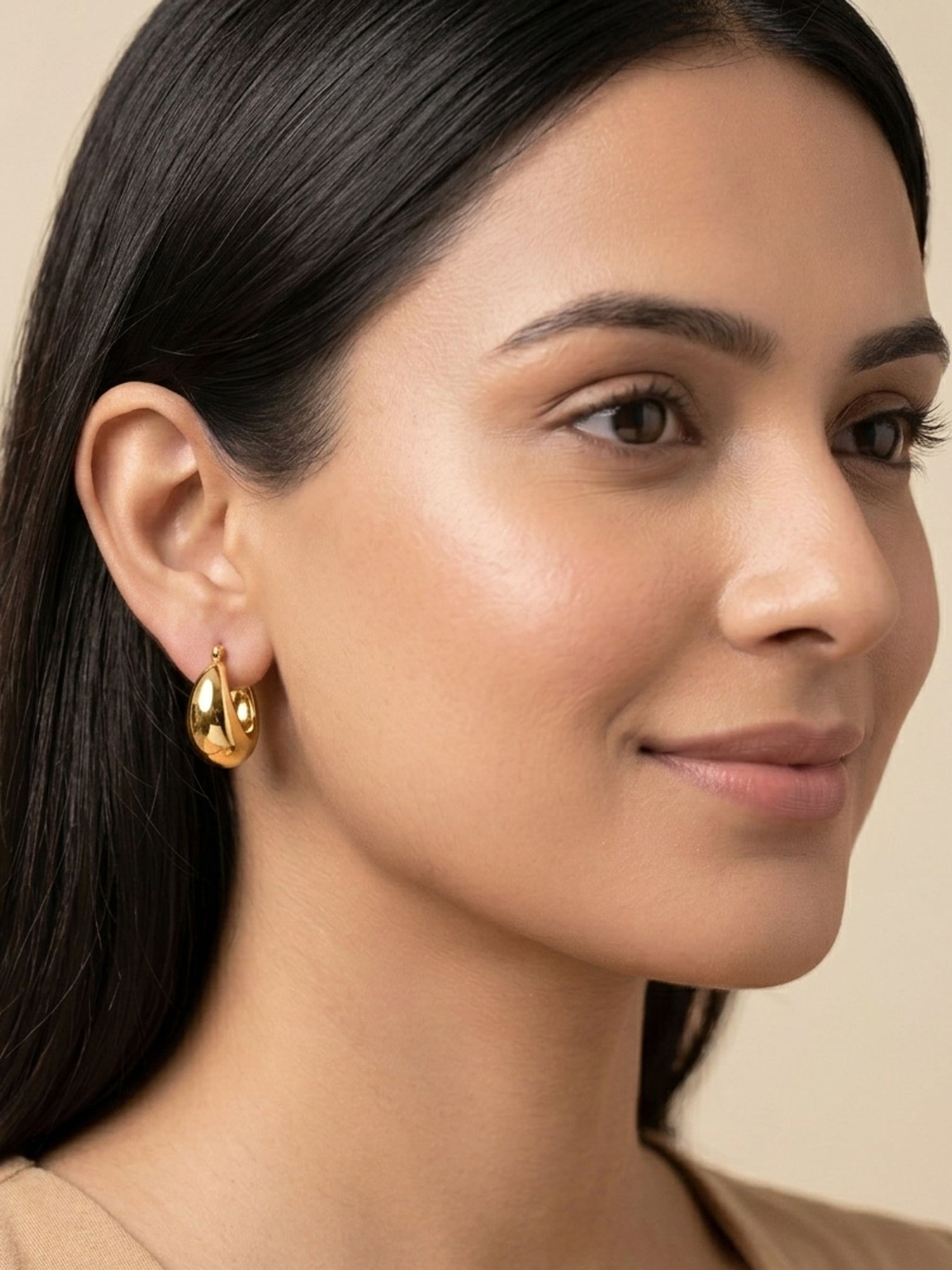 Gilded Crescent Dome Hoops