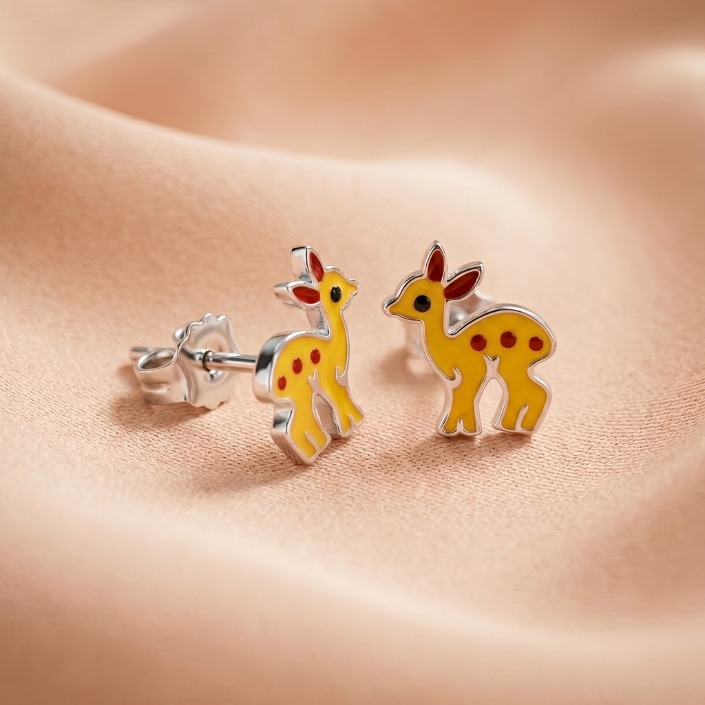 Enamel Fawn Stud Earrings