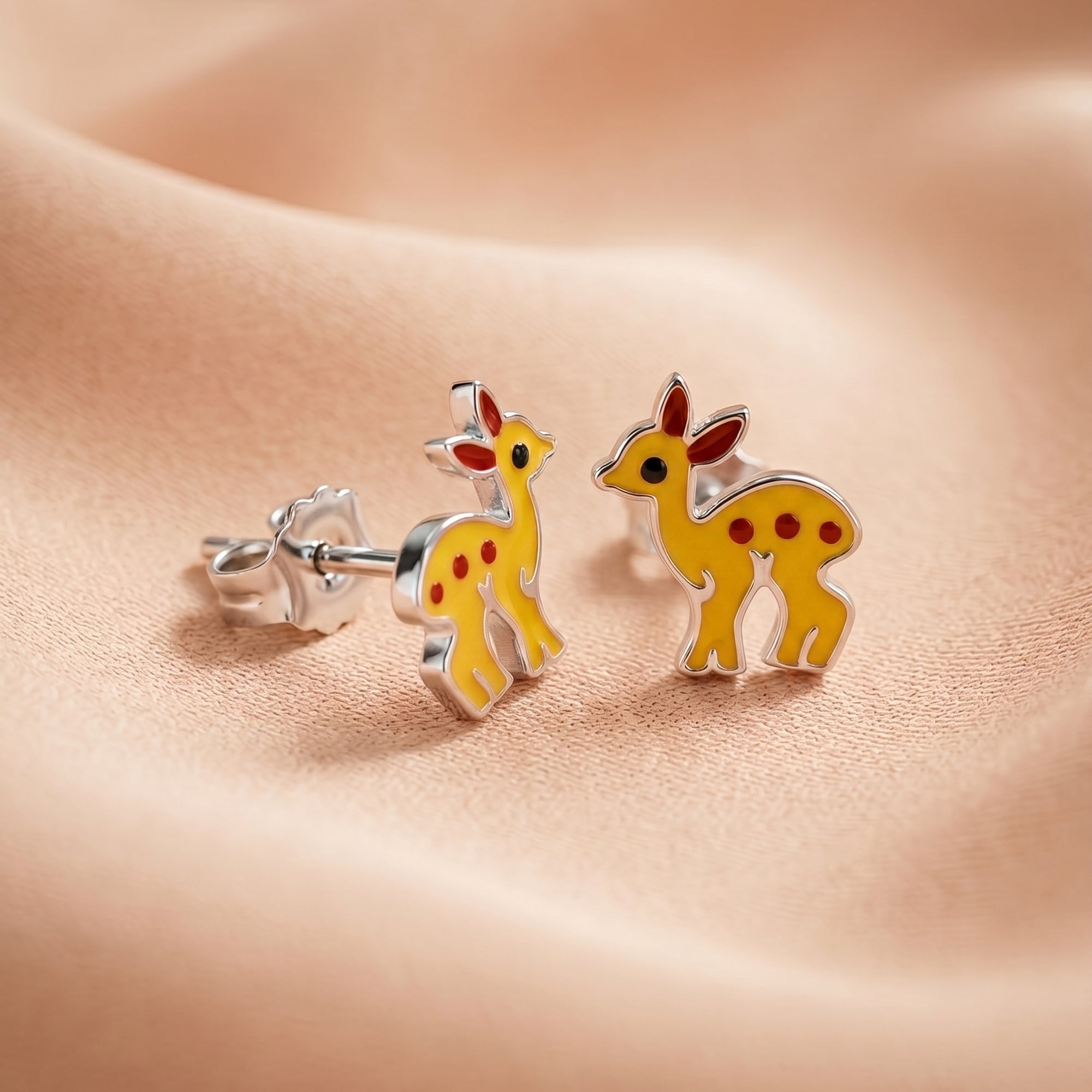 Enamel Fawn Stud Earrings