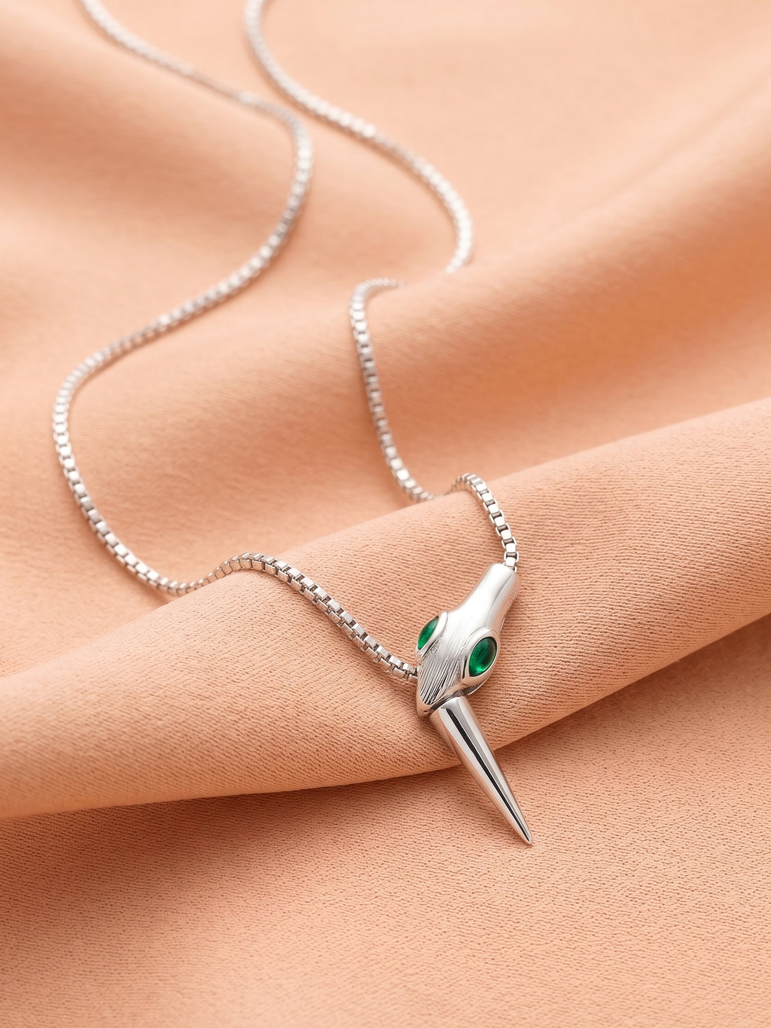 Silver Serpentine Talon Pendant Necklace