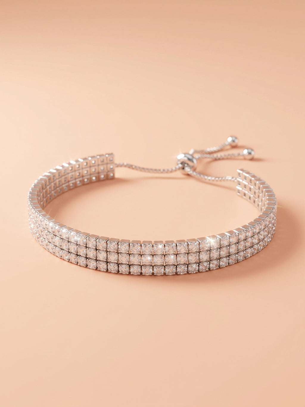Triple-Row Pavé CZ Bolo Bracelet