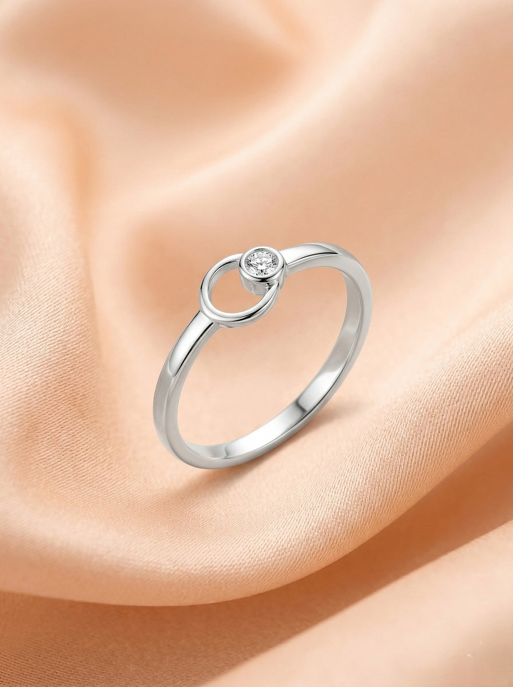 Silver Halo Bezel Solitaire Ring
