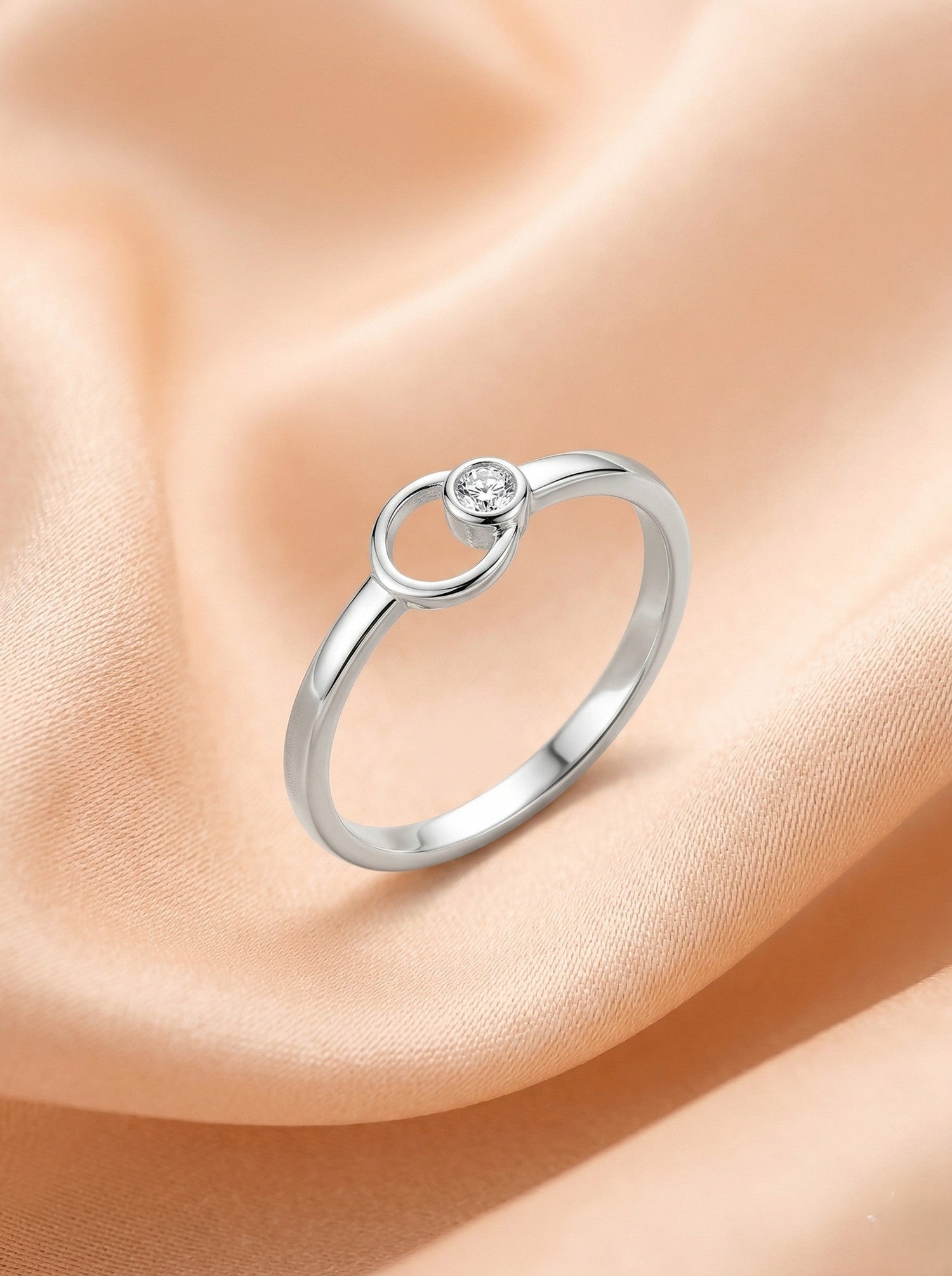 Silver Halo Bezel Solitaire Ring