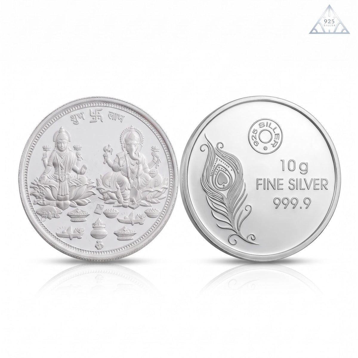 925 Sterling Silver Auspicious Lakshmi Ganesha Pooja Coin