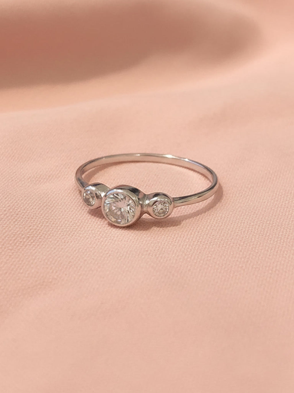 Silver Trio Bezel-Set Sparkle Ring