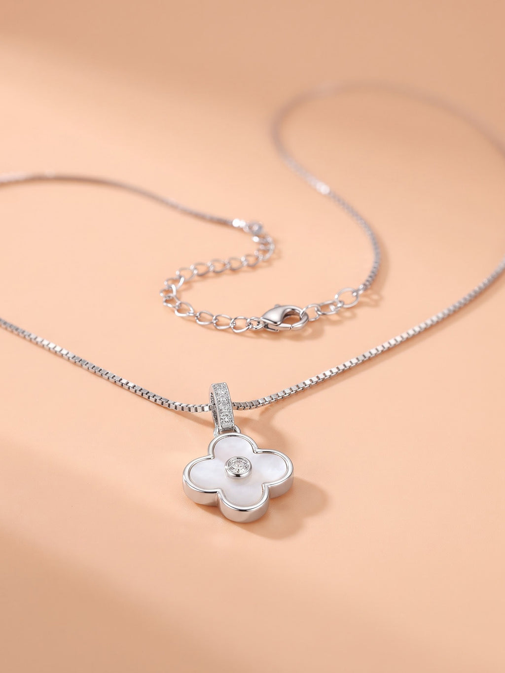 The Luminous Clover Mother-of-Pearl & Cubic Zirconia Pendant Necklace
