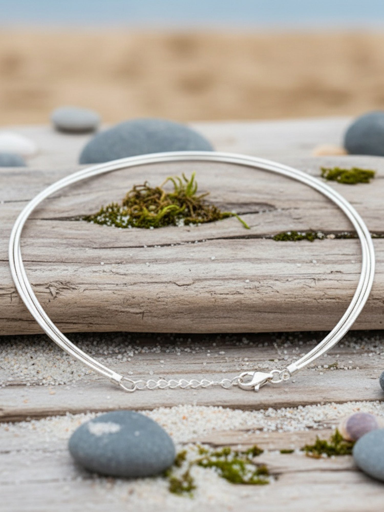 Horizon Layered Silver Anklet