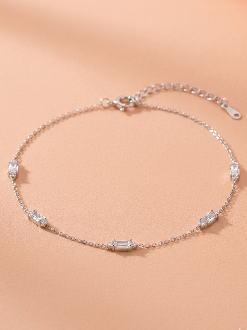 Silver Rhythmic Baguette Station Bracelet