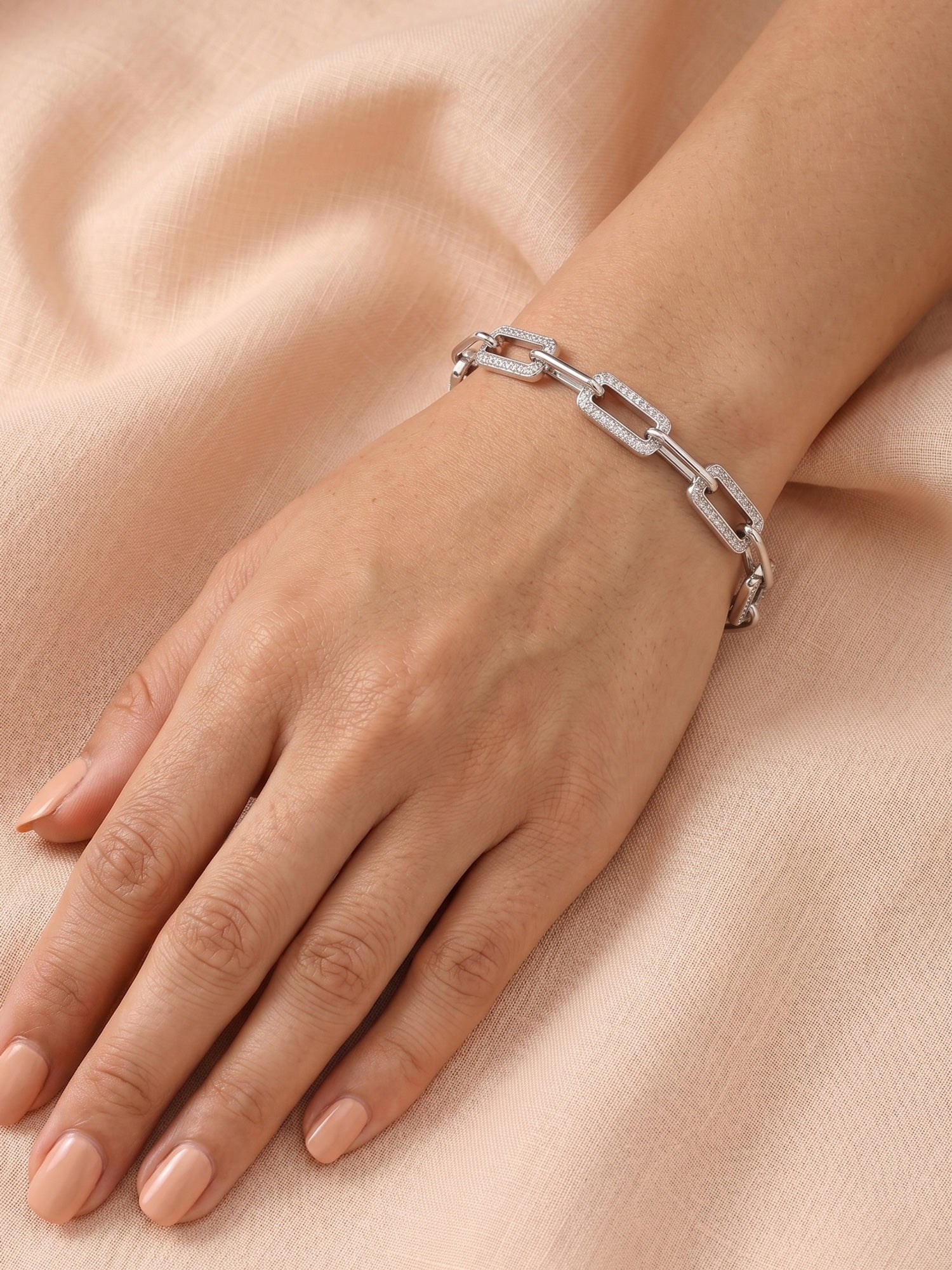 Pavé Paper Clip Chain Bracelet