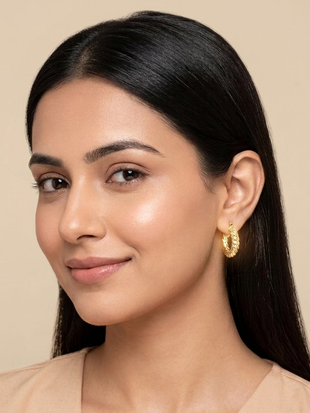 Twisted Rope Chunky Huggie Hoop Earrings