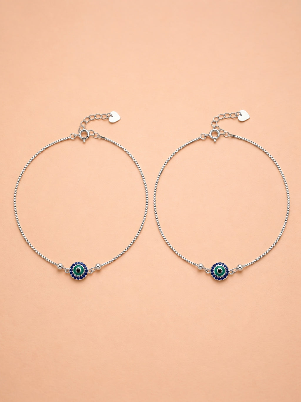 Aegis Sapphire Evil Eye Anklet Pair