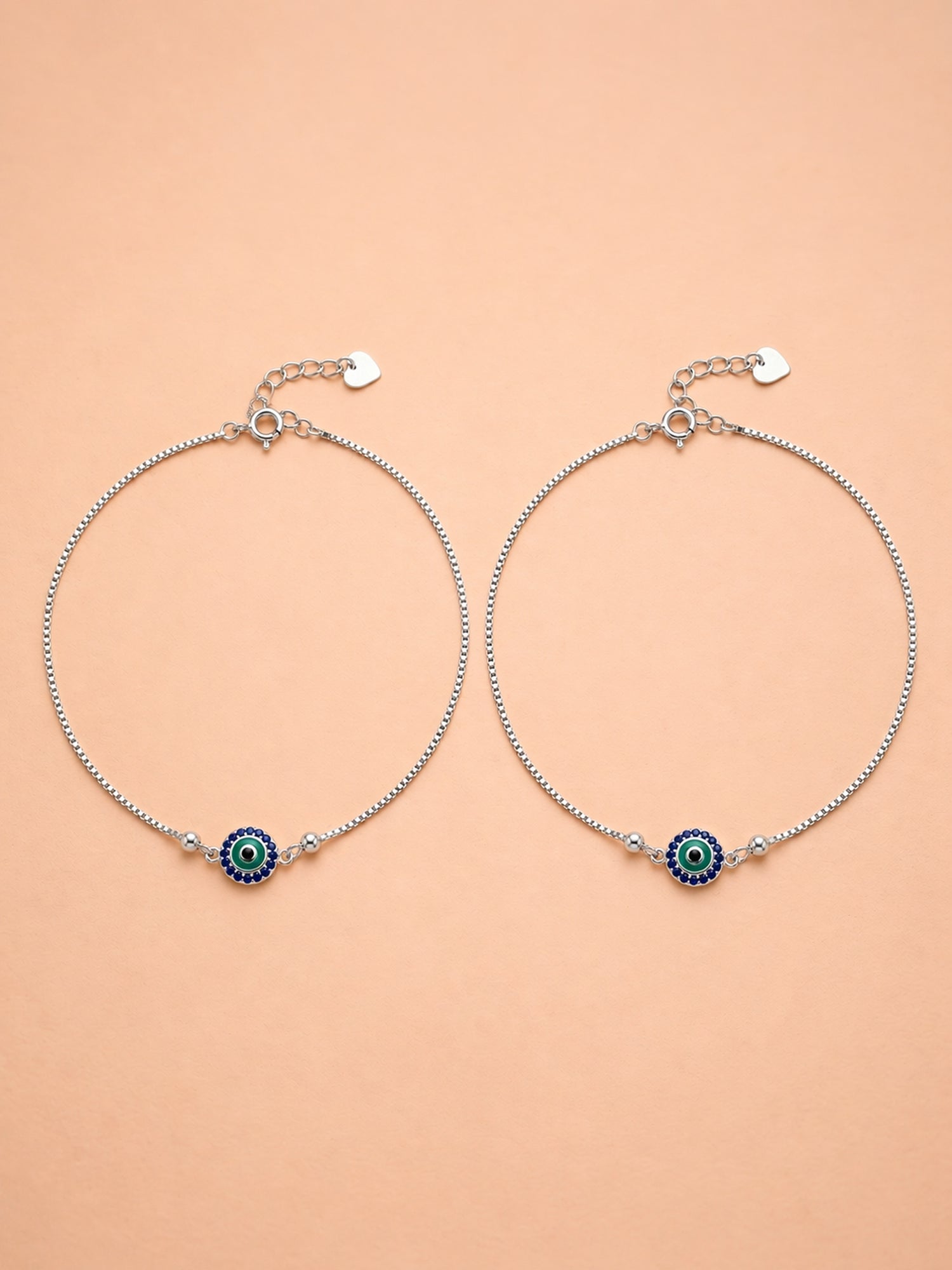 Aegis Sapphire Evil Eye Anklet Pair