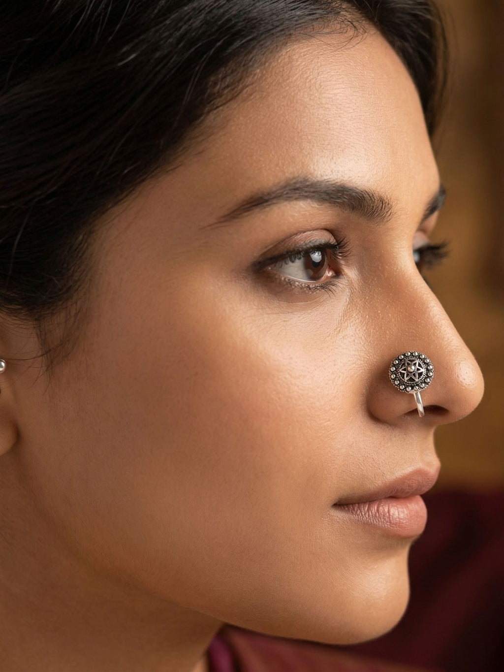 Oxidized Stellar Mandala Nose Pin