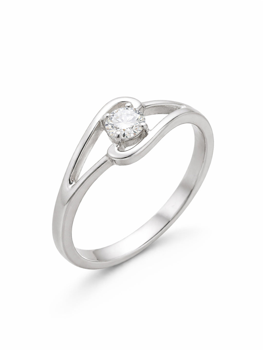 Swirl Bypass Solitaire Ring